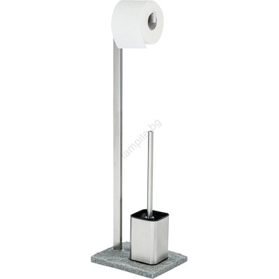 WENKO 20604100 - Четка за WC GRANIT 23x73, 5 cm неръждаема стомана/сатен/сива (WE0059)