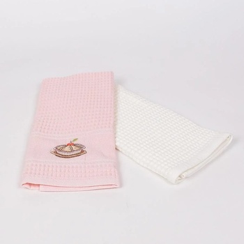 Image 1 of Комплект кухненски кърпи в бяло и розово