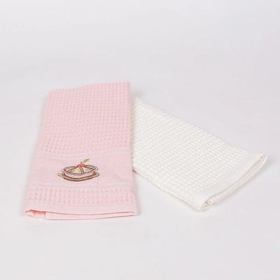 Комплект кухненски кърпи в бяло и розово