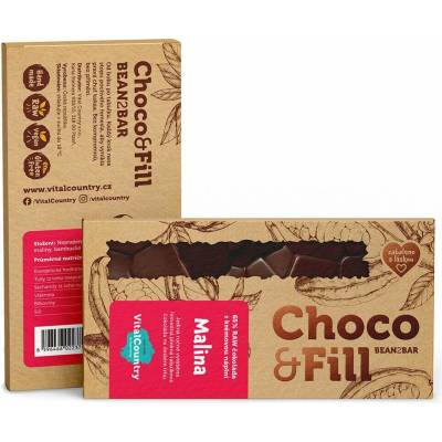 Choco & Fill Raw plněná čokoláda 65% Malina 200 g