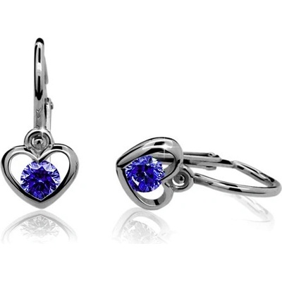 Zlatnictví zlatíčko zlaté náušnice srdíčka se syntetickým safírem 080.00167