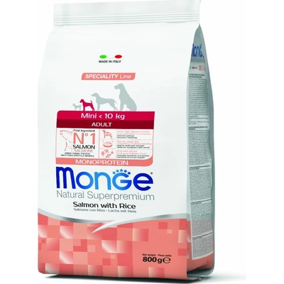 Monge Natural Superpremium Mini Adult losos ryža 0,8 kg