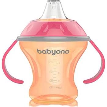 Babyono Неразливаща чаша с мек накрайник Babyono - Natural, 180 ml, розова (5901435406069-розов)