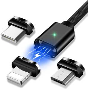 Essager 3 в 1 Магнитен Кабел Lightning / Type-C / Micro USB 3A за Бързо Зареждане 1 м