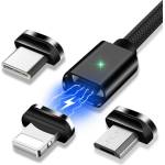 Essager 3 в 1 Магнитен Кабел Lightning / Type-C / Micro USB 3A за Бързо Зареждане 1 м