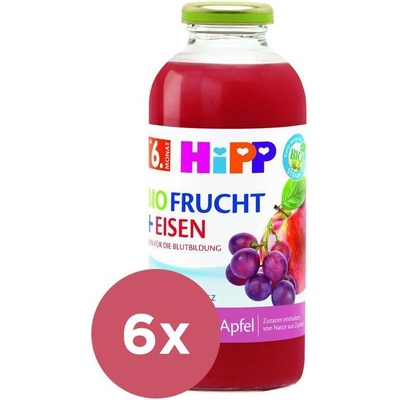 HIPP BIO Jablko a červené hrozno + železo 6 x500 ml