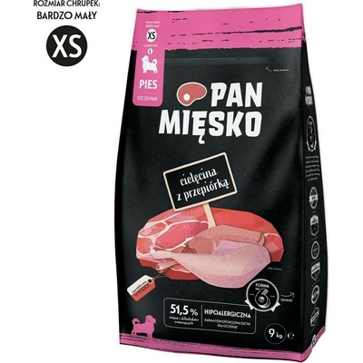 Pan Mięsko Chrumkavé teľacie mäso s prepelicou pre šteniatka XS 9 kg