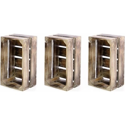 Divero Sada 3 ks Drevená debnička VINTAGE 51 x 36 x 23 cm hnedá 54862
