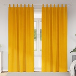 Pure Line Home Кадифени завеси в цвят шафран с текстилни гайки (уши), 2 бр. , 140 x 245 см