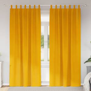 Pure Line Home Кадифени завеси в цвят шафран с текстилни гайки (уши), 2 бр. , 140 x 245 см