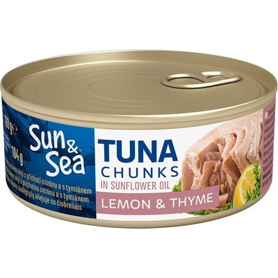Sun&Sea Tuniak kúsky v slnečnicovom oleji s príchuťou citróna as tymianom 160g
