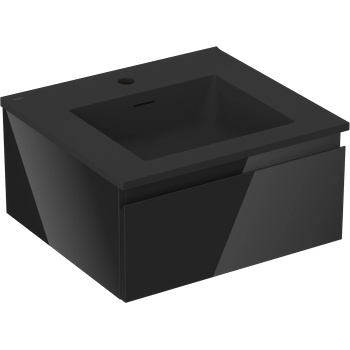 Mexen Orio шкаф за баня 50 см с мивка Otis, 1 чекмедже, черен гланц/черен мат - 91A10-05023-1-BF70-W18M71 (91A10-05023-1-BF70-W18M71)