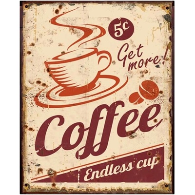 Béžová nástěnná kovová cedule Coffee – 20x1x25 cm