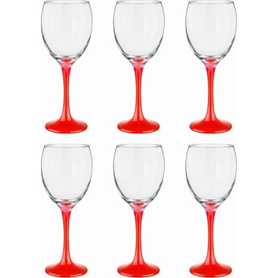 Glasmark Skleničky na bílé víno skleničky na červené víno skleničky na víno s červenou stopkou bezbarvé červené 6 x 300 ml