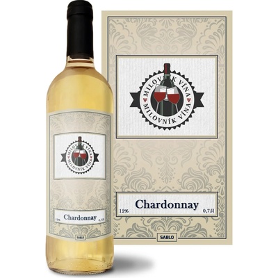 Sablio Milovník vína Chardonnay biele suché víno 12 % 0,75 l (čistá fľaša)