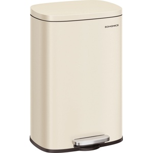 SONGMICS kitchen rubbish bin, 50 liters, waste bin, pedal bin, with lid, soft close, foot pedal, steel, inner bin, sand beige LTB050A02 (LTB050A02)