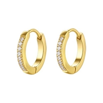 Luca Barra Náušnice pozlacené kroužky z chirurgické oceli s krystaly 13 mm OK1553