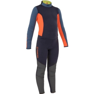 TRIBORD Detská kombinéza z neoprénu 3/2mm Dinghy 500 modro-oranžová