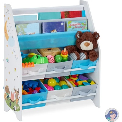 Albus Детски рафт с 6 кутии и 2 отделения за книжки