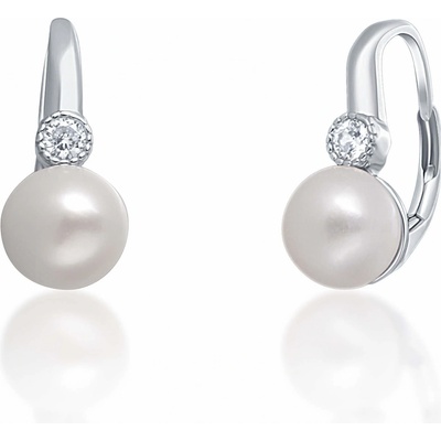 JwL Luxury Pearls Půvabné stříbrné s pravou bílou perlou JL0673