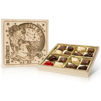 Selllot Blíženci Belgické pralinky v dřevěné dóze 200 g
