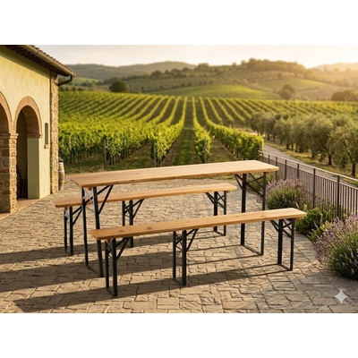 Set pivny DORTMUND Standard3, stôl 175x46x77 cm, 2x lavica 175x23x47 cm, drevo 25 mm 802027A