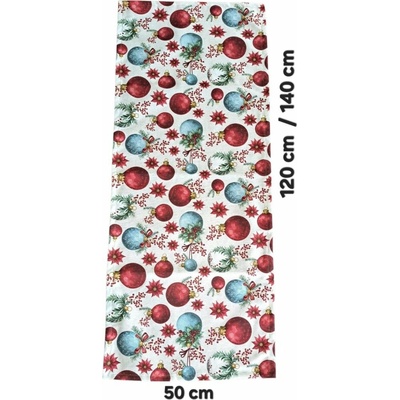 LKV Lomnice Textilní běhoun Vánoce červené vánoční ozdoby 50x140cm