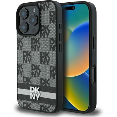 DKNY Калъф DKNY Checkered Pattern & Printed Stripes за iPhone 16 Pro - черен (3666339334123)