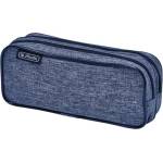 Herlitz Ученически несесер празен, двоен, 2 ципа, плетена материя, melange blue - Herlitz