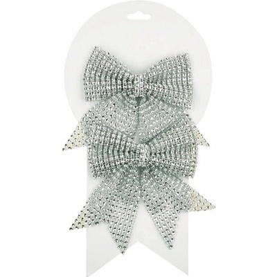 Mašľa vianočná strieborná s kamienkami 2ks, 12cm