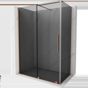 Mexen Velar плъзгаща се душ кабина 160 x 90 см, графит, матиран мед - 871-160-090-41-65 (871-160-090-41-65)