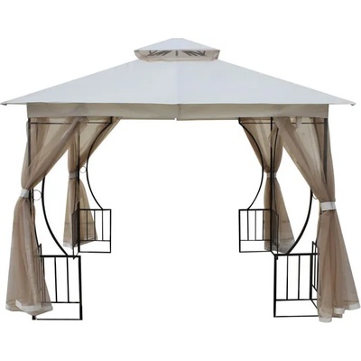 HORECANO CSG-Шатра 3m "OXFORD" с ЧЕРНА рамка, БЕЖОВ плат и мрежа против комари (CSG1701) (0166251)