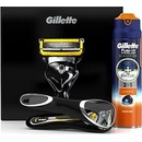 Gillette Fusion ProShield holicí strojek + Sensitive gel na holení 170 ml + cestovní pouzdro dárková sada