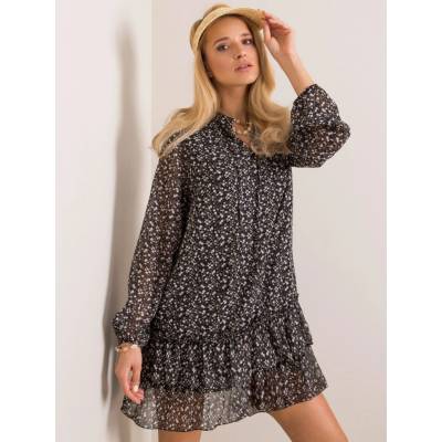 Dámske šaty s bielymi kvetmi EM-SK-L1233.46P black