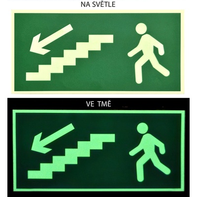 RAFO Svítící samolepka Únikový východ - schody dolů, 21x10 cm Varianta: vlevo