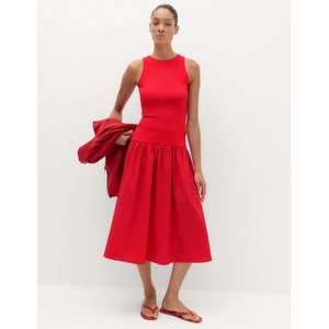 Marks & Spencer Трикотажна ребрирана миди рокля със спусната талия Marks & Spencer червена Marks & Spencer | Cherven | ЖЕНИ | 14 REG