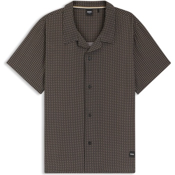 HUGO BOSS Риза с къс ръкав Boss Mens BOSS Bodywear Beach Patterned Short Sleeve Shirt - Black 005