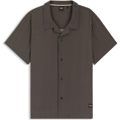 HUGO BOSS Риза с къс ръкав Boss Mens BOSS Bodywear Beach Patterned Short Sleeve Shirt - Black 005