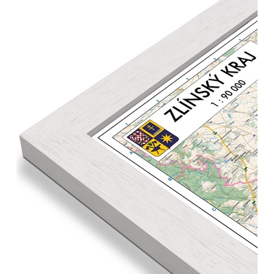 Excart Maps Zlínský kraj - obří nástěnná mapa 200 x 140 cm Varianta: mapa v dřevěném rámu, Provedení: Pegi bílý