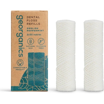 Georganics Zubní nit hedvábná Peppermint 2 x 30 m náhradní náplň