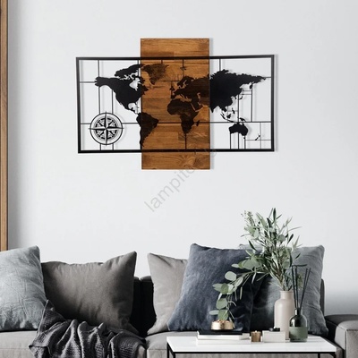 Asir Декорация за стена 58x85 см карта дърво/метал (AS1489)