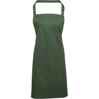 Premier Workwear zástera s náprsenkou a vreckom Machovo zelená