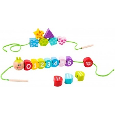 Dřevěné provlékání Tooky Toys Housenka s čísly