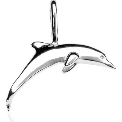 Šperky eshop Přívěsek ze stříbra 925 skákající delfín pevný úchyt V6.5
