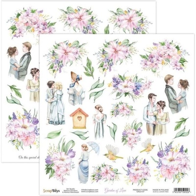 Obojstranný papier na scrapbooking "Garden of Love č.07" 30,5x30,5 cm, 1 ks