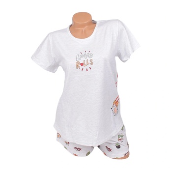 Image 1 of Дамска лятна пижама в светлосиво със суши