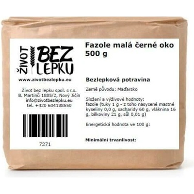 Život bez lepku Fazole malá černé oko 0,5 kg