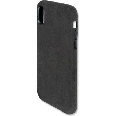 4smarts Clip-On Cover Velours - поликарбонатов кейс с микрофибърно покритие за iPhone XS, iPhone X (черен)