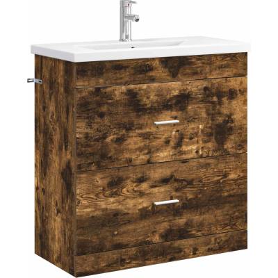 vidaXL Комплект мебели за баня Опушен дъб 81 x 40 x 84, 5 см (3404378)