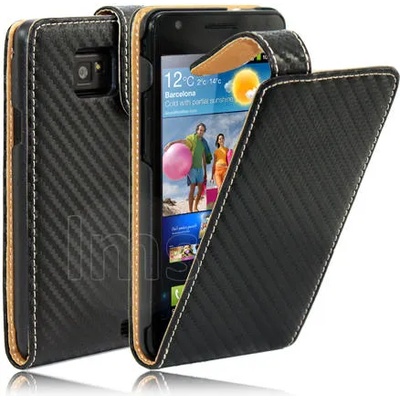 Samsung I9100 Galaxy S II Carbon Flip Калъф + Протектор